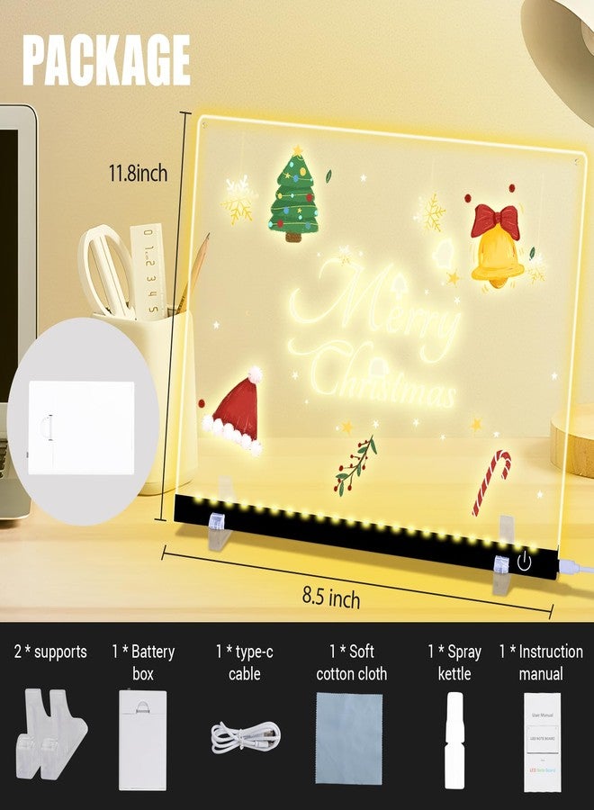 أرفانا لوحة رسم LED مقاس 11.8 × 8.5 بوصة مع 12 قلم تلوين وإضاءة قابلة للتعديل، لوحة أكريليك قابلة للمسح الجاف مع إضاءة LED، مصباح ليلي قابل للكتابة، محمولة وقابلة لإعادة الاستخدام للمنزل والأطفال والديكور والإبداع - Image 2